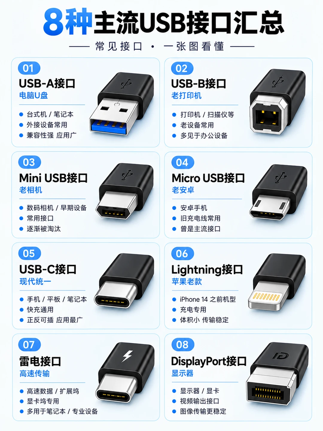8种USB接口，你能认出几个？