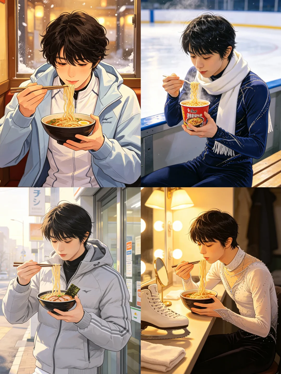 羽生结弦漫画吃泡面图🥰