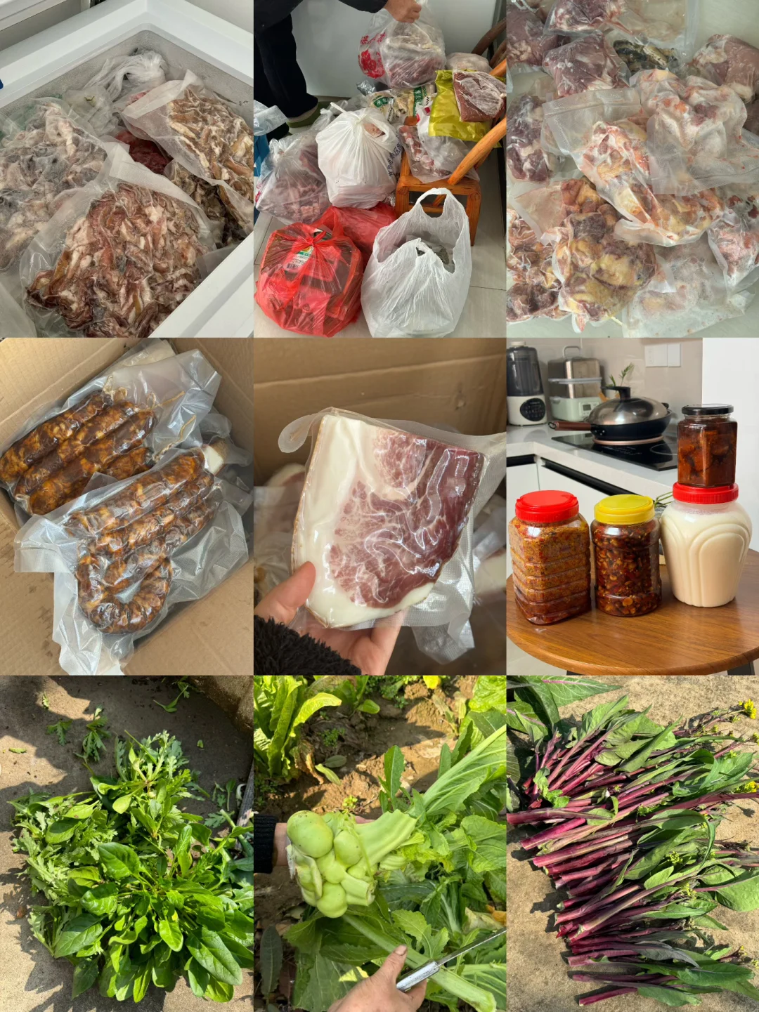 来自爸妈的爱满满的一车腊肉腊肠腊猪蹄土鸡
