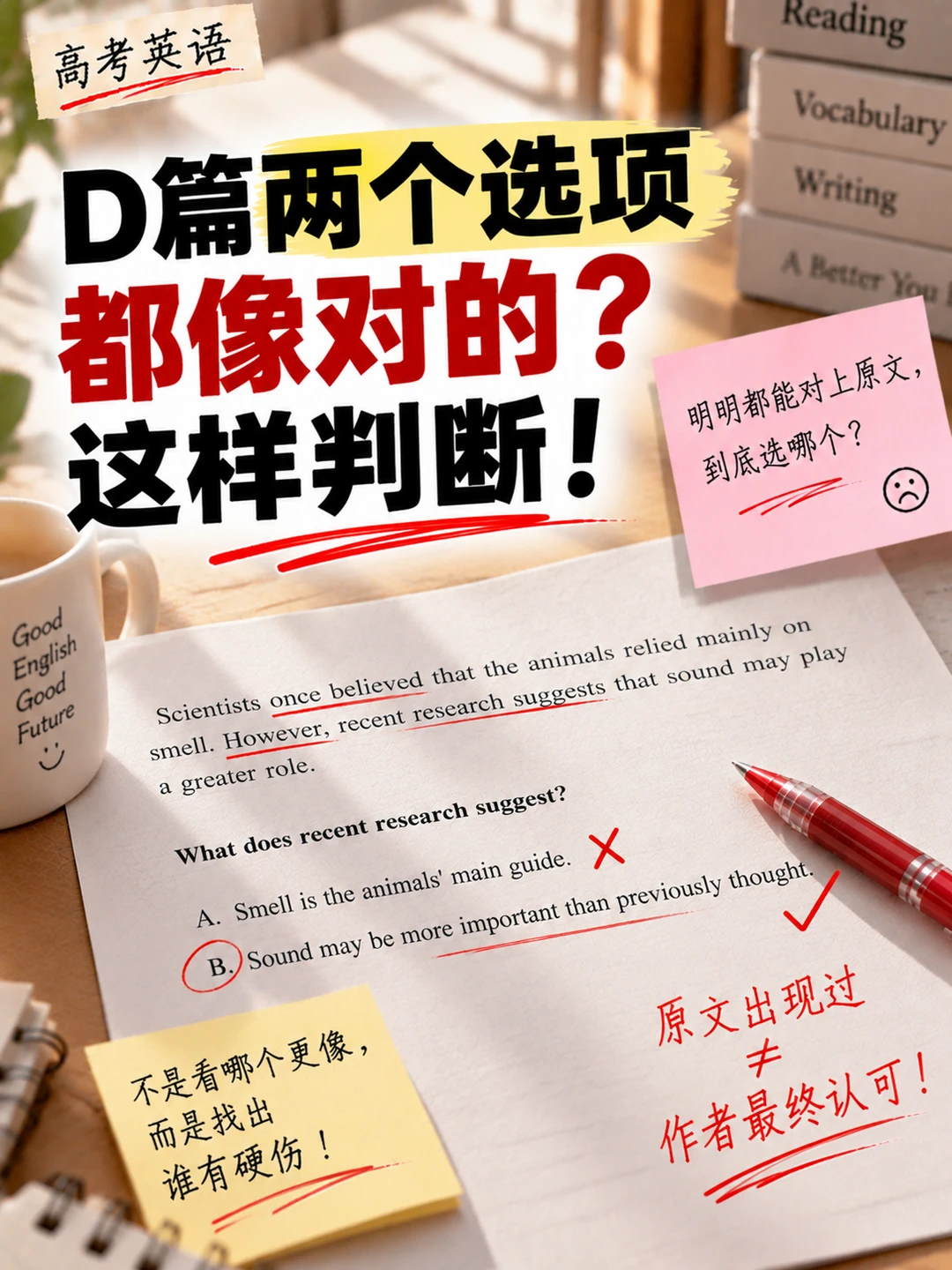 D篇两个选项都像对的？这样判断！