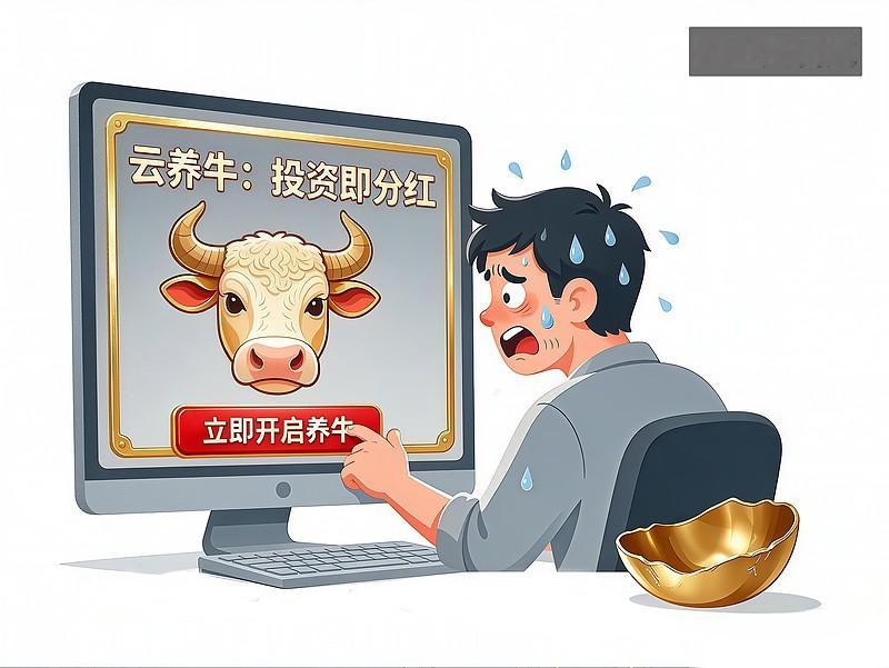云养牛骗局曝光！5000认养一头牛保本躺赚，全是庞氏陷阱
 
“线上认养肉牛，平台代养代销，年化5%-15%保本收益”，听起来是农业投资，实则典型集资诈骗。
上海这起案件涉案5.6亿，12万人踩坑。App上牧场监控都是网上拼凑素材，所谓的牛根本不存在，前期返利靠借新还旧。投资人想提现，平台就百般推脱