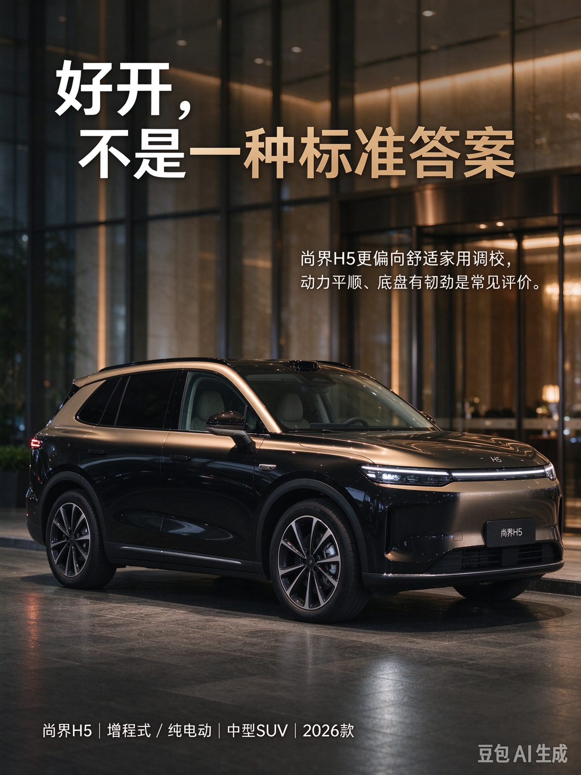 尚界H5的驾驶感受讨论里，最常出现的关键词是动力响应平顺、底盘有韧劲、转向手感偏沉稳。但它并不适合被概括成“所有人都觉得好开”，因为不同人对方向盘轻重、踏板灵敏度和车身大小的接受度不同。更准确的说法是，尚界H5明显偏向舒适家用调校，更适合看重平顺性和日常好开的人，而不是追求激进运动体验的人。【来自懂