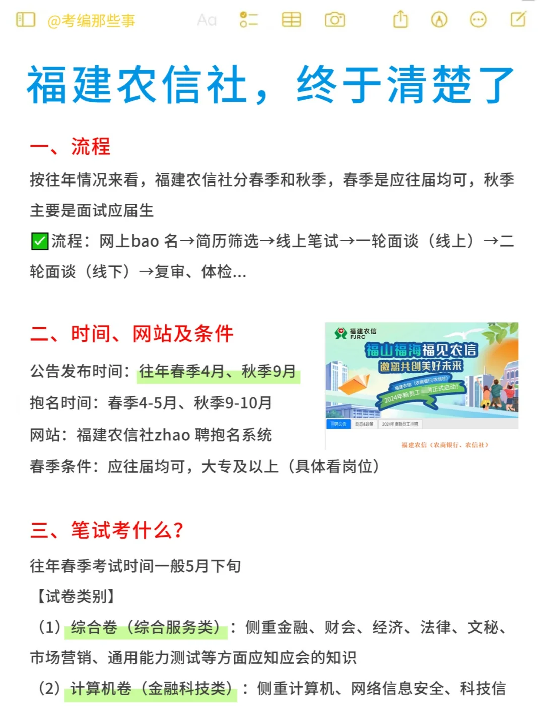 福建农信社考试，终于清楚了~