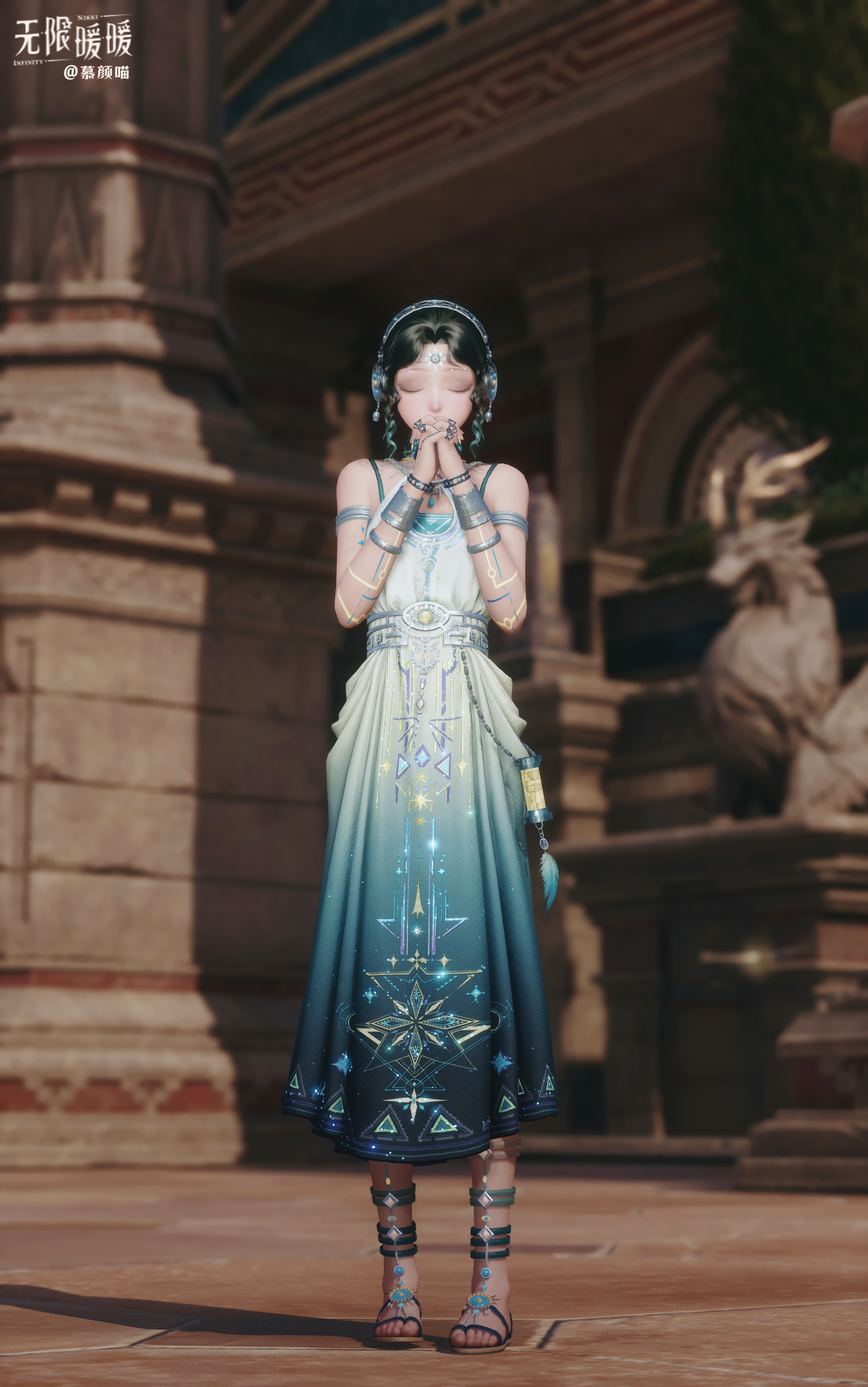 [无限暖暖]📷无限暖暖｜古老黄金城的星光落满裙角✨神秘图腾顺着衣摆缓...