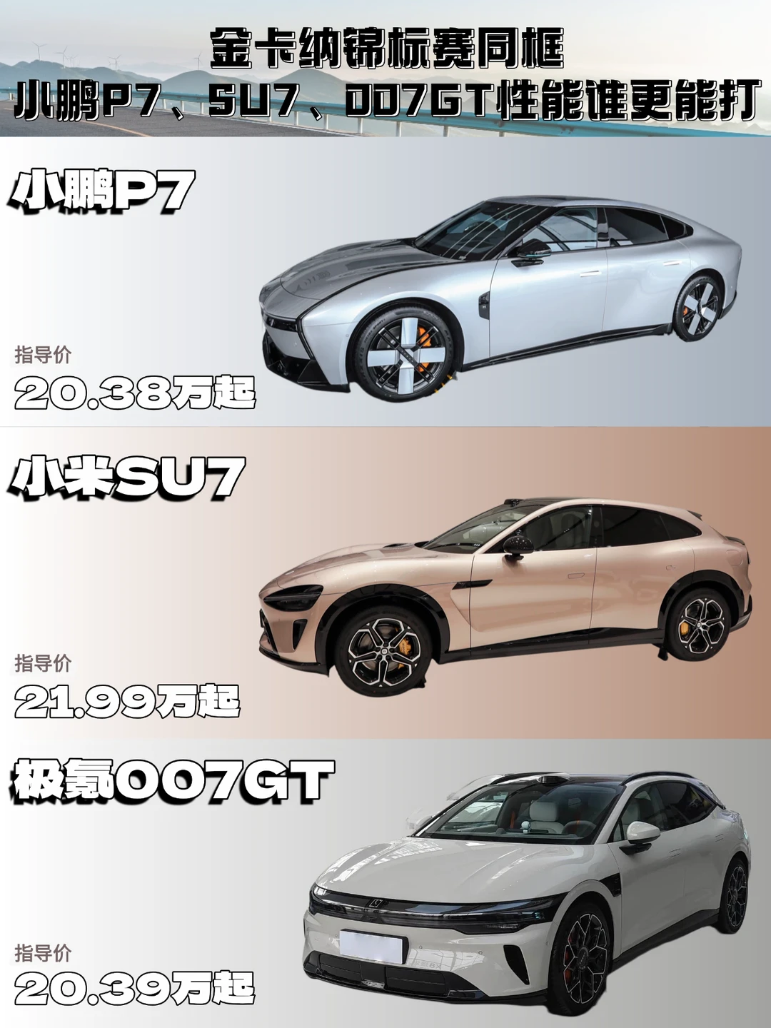 小鹏 P7、SU7、007GT金卡纳锦标赛同框