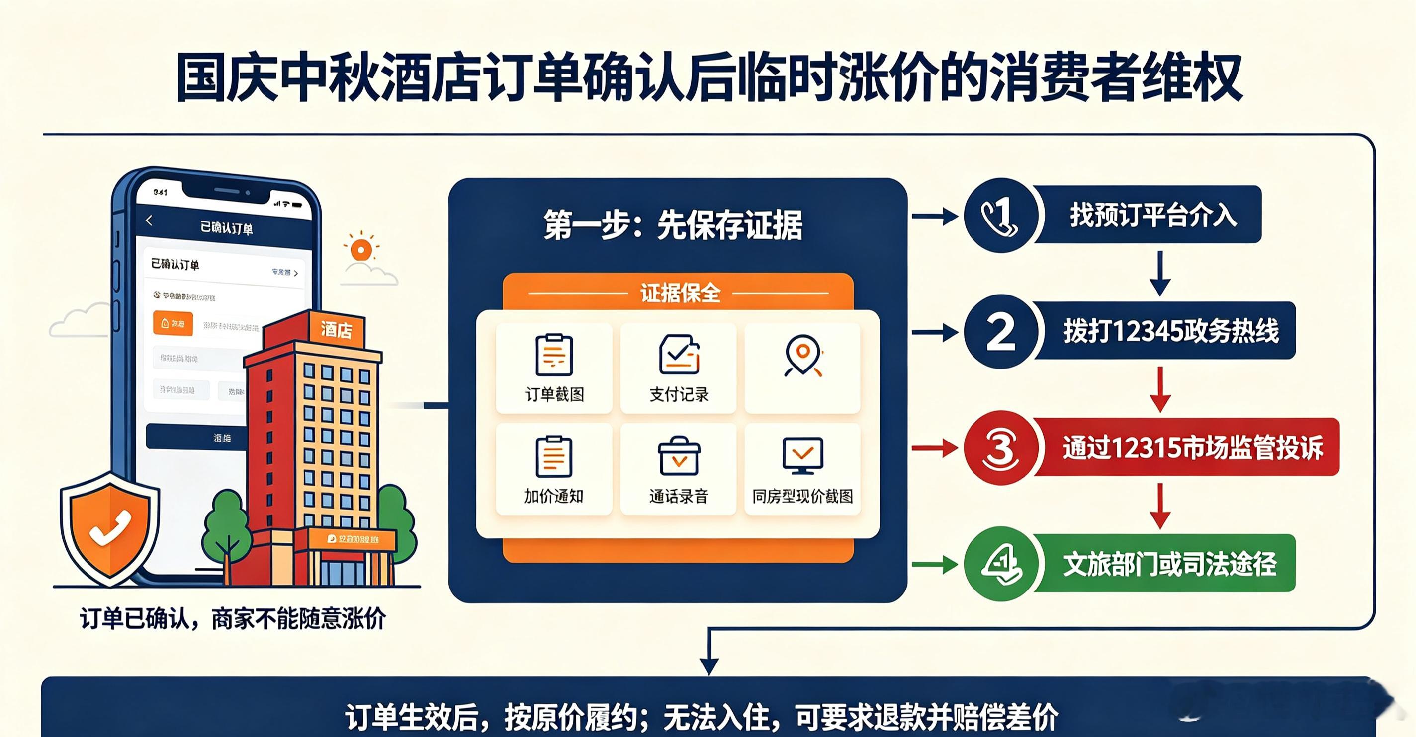 国庆中秋酒店纷纷涨价！线上订单确认之后，商家还能随意加价吗？
距离国庆、中秋双节假期越来越近，全国各地酒店、民宿都已经上调节假日售价。很多人早早一两个月就在线上平台敲定房间，付完款、拿到平台确认订单，心里本以为高枕无忧。可最近大量网友曝出一件糟心事：酒店看到假期行情火爆，临时通知 ​
