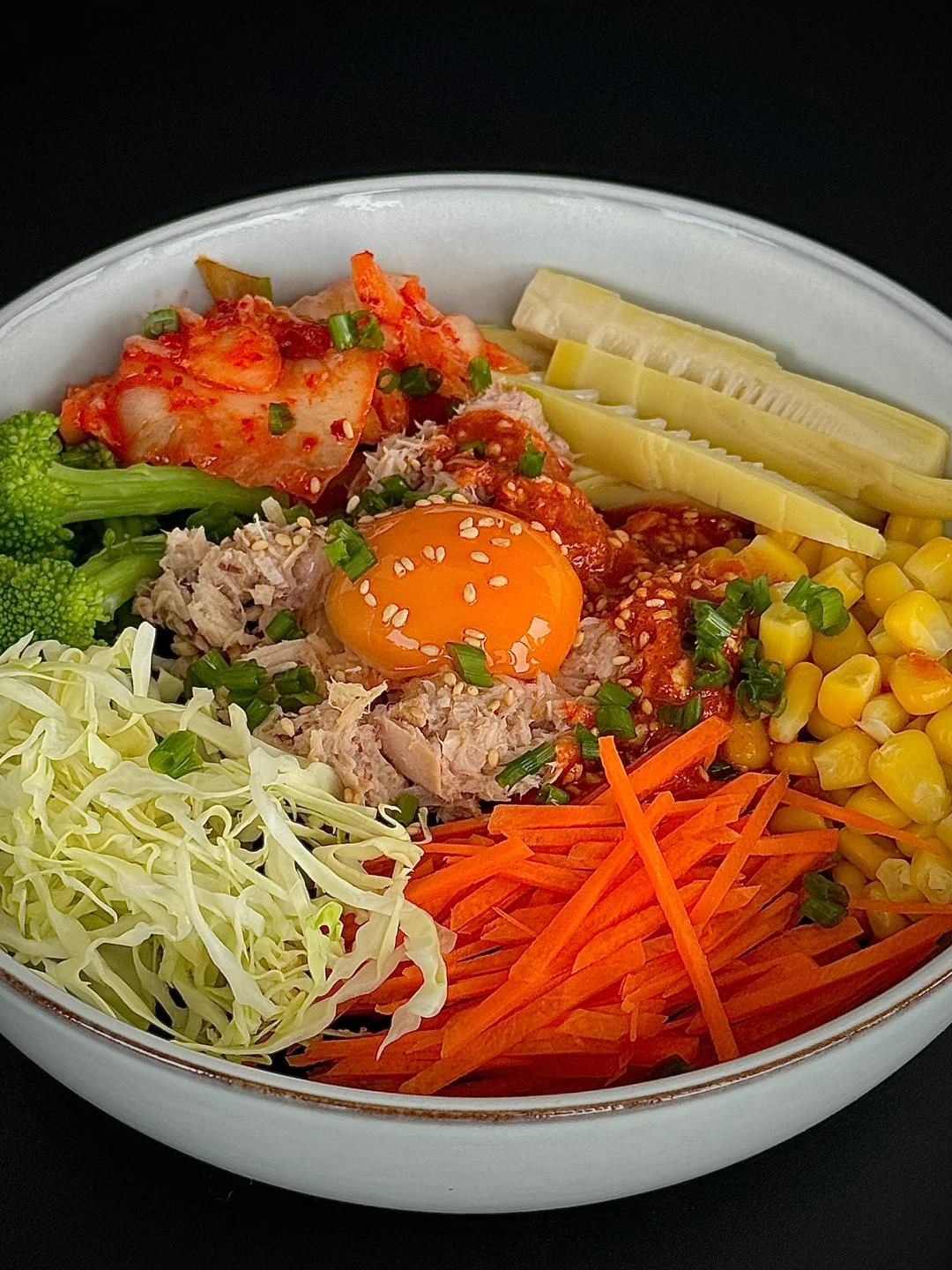 简单吃点拌饭！韩式泡菜金枪鱼时令杂粮饭