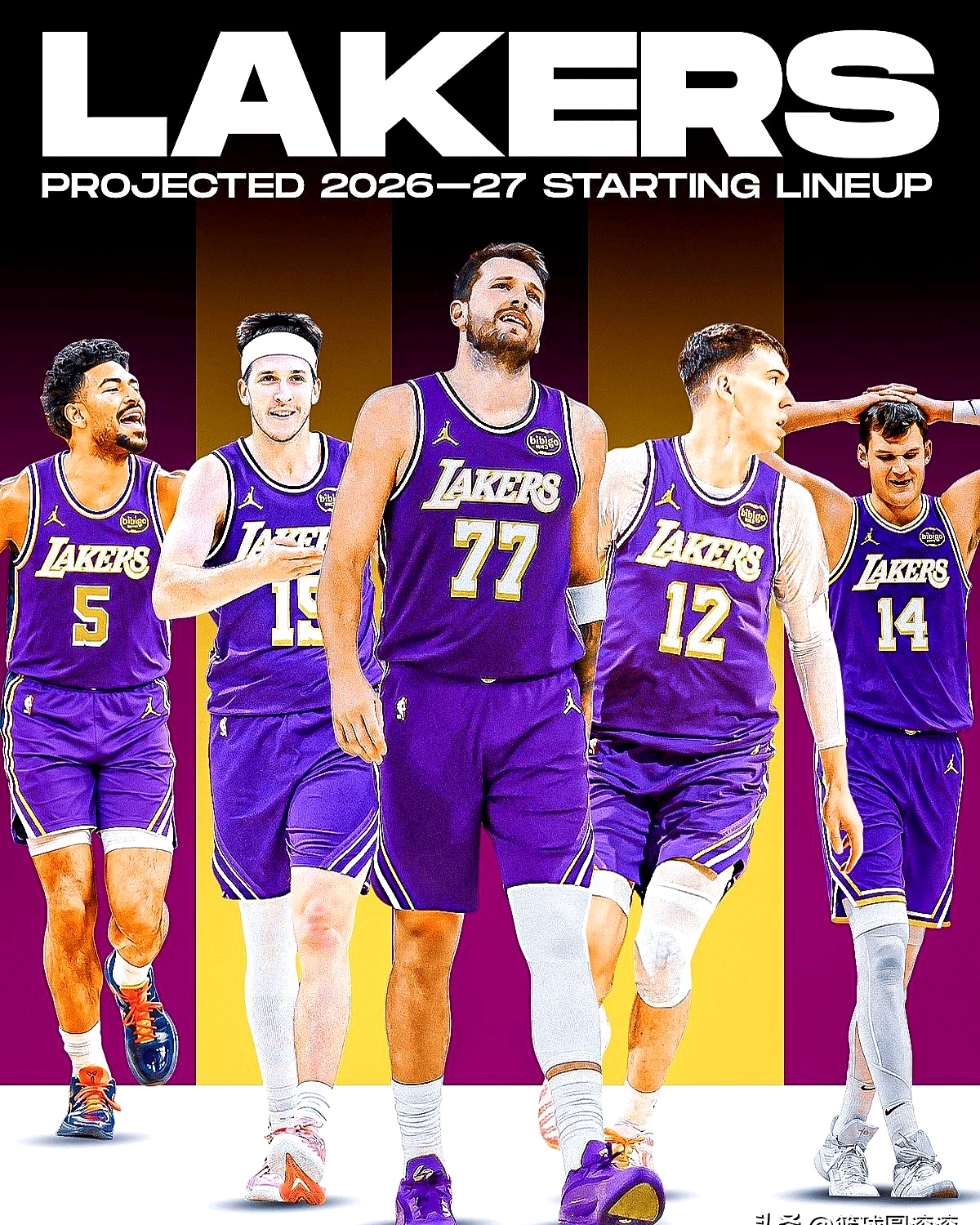 深夜刷到Lakeshowcp放的2026-27湖人“首发预演”，洛杉矶又开始做冠军梦了：东契奇镇中枢，里弗斯接管二号持球，格兰姆斯两端摆渡，拉拉维亚把空间撑开，凯斯勒在篮筐上挂把锁。
评论区立刻失控，有人起哄把格兰姆斯也换掉，凑齐“五个白人”首发，话题直接爆表。
可问题更尖：塞布尔、范德比尔特那样的