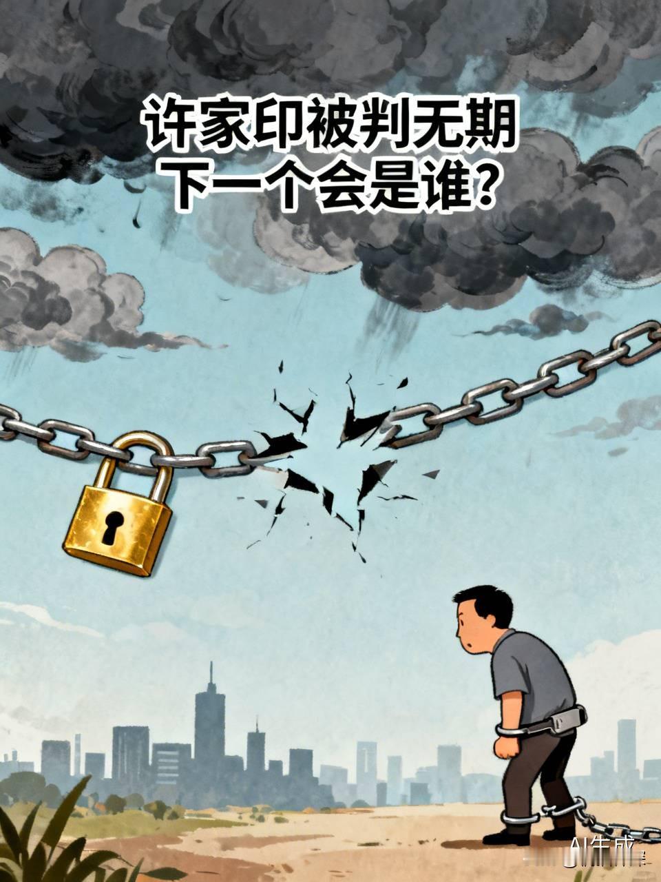 许家印被判无期，不知道谁会是下一个许家印？

皮带哥的结局终于来了：无期徒刑。从中国首富到阶下囚，恒大2.4万亿的窟窿，终究是烂尾楼业主和银行在扛。他进去了，可那些掏空六个钱包、房子却拿不到的人，日子怎么过？

更让人脊背发凉的是：许家印绝不是最后一个。那些靠高杠杆、画大饼、把风险全推给社会的“大佬