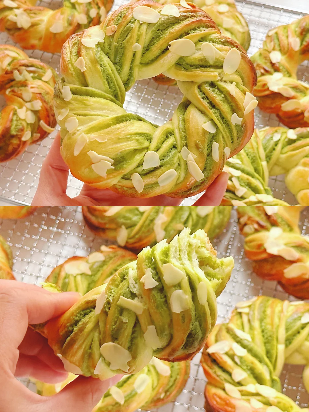 🎄圣诞就要到了！一起来做开心果花环面包吧