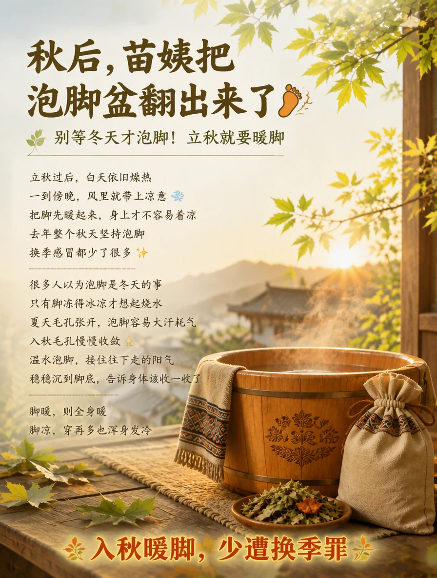 秋后，苗姨把泡脚盆翻出来了！