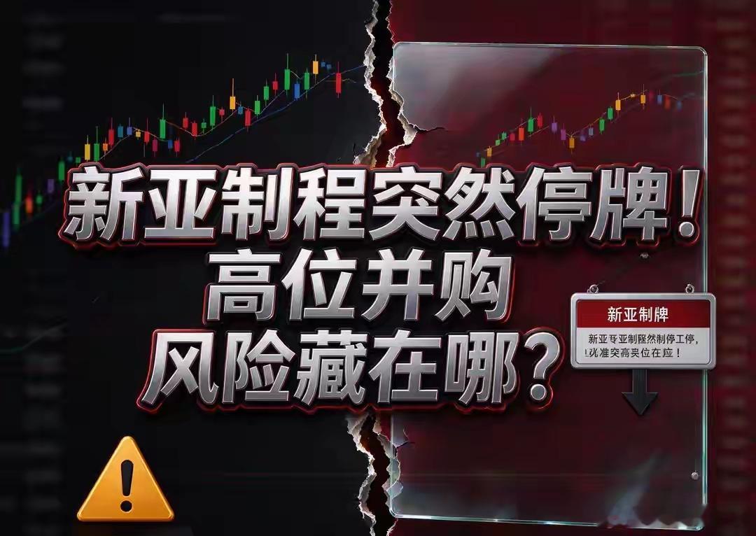 新亚制程突然停牌！高位并购 风险藏在哪？国庆假期尾声，A股股吧几乎被新亚制程刷屏。一纸重大资产重组公告，10月8日开盘直接停牌，这只8月以来涨幅接近翻倍的个股，瞬间成为所有散户讨论的焦点。很多人期待复牌一字涨停，但普通散户不能只盯着利好想象，更要看懂这背后的机会与陷阱。先简单梳理这次公告核心：公司计划发行股份+支付现金，收购上海启元气体控股权，标的主营电子气体，属于半导体上游材料赛道。交易预计构成重大资产重组，停牌期限最多10个交易日，最晚10月22日前披露方案复牌；如果谈不拢，就终止重组，并且一个月内不再筹划同类事项。不少散户看到“半导体电子气体”就热血上头。当下国产半导体材料国产替代逻辑很硬，电子气体又是芯片制造刚需耗材，赛道想象空间巨大。新亚制程原本主业是电子胶、锂电材料、电子供应链销售，连续多年亏损，基本面偏弱。这次收购一旦落地，相当于直接切入半导体核心材料赛道，完成业务转型，这也是资金节前疯狂炒作的底层逻辑。但散户最容易踩坑的地方，就是把“意向协议”当成板上钉钉的成功收购...