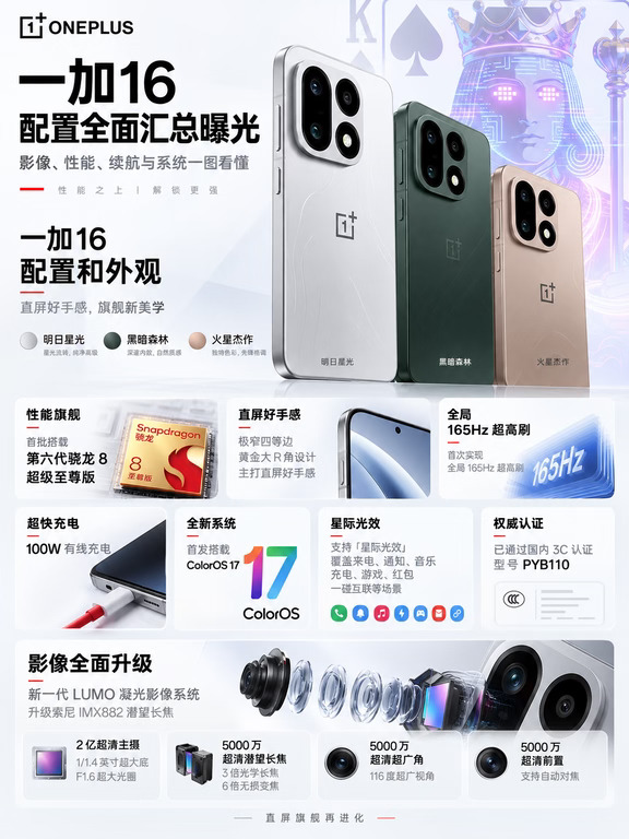 一加16配置全面曝光：影像升级