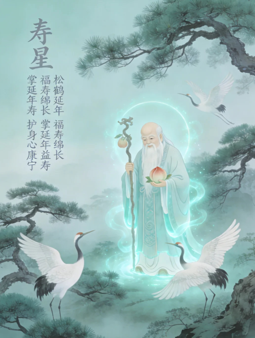 #印为玄学轩[超话]# #好运# 
福禄寿三星收官——掌人间福寿的南极寿星。
世人多求长寿，却常忽略康健与心安。
寿星从不是虚无的长生许诺，
是古人对身体安康、岁月温柔的极致向往。
他驻南极，伴松鹤，捧仙桃，
护体魄康健，祛周身灾厄，守心神安宁。
长寿之福，不在年岁虚长，而在日日安康、时时心安 ​