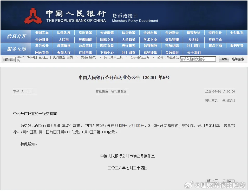 央行2.1万亿隔夜逆回购，不是放水，是精准滴灌。  很多人可能没注意到...