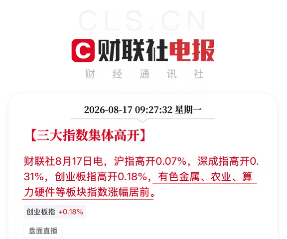 A股高开 CPO玻璃基板PCB活跃 沃格光电涨停