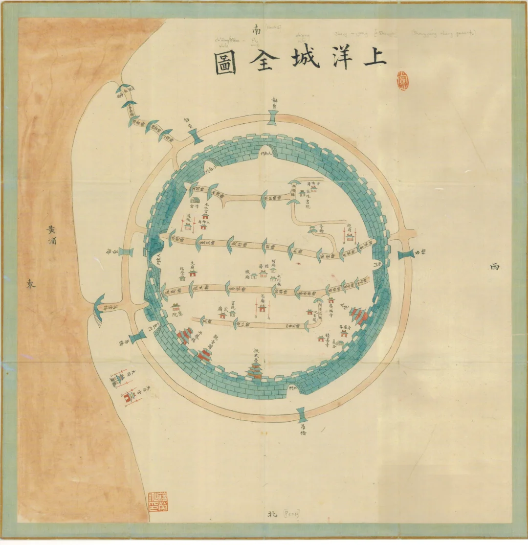 1855年左右上海城池地图。上南下北