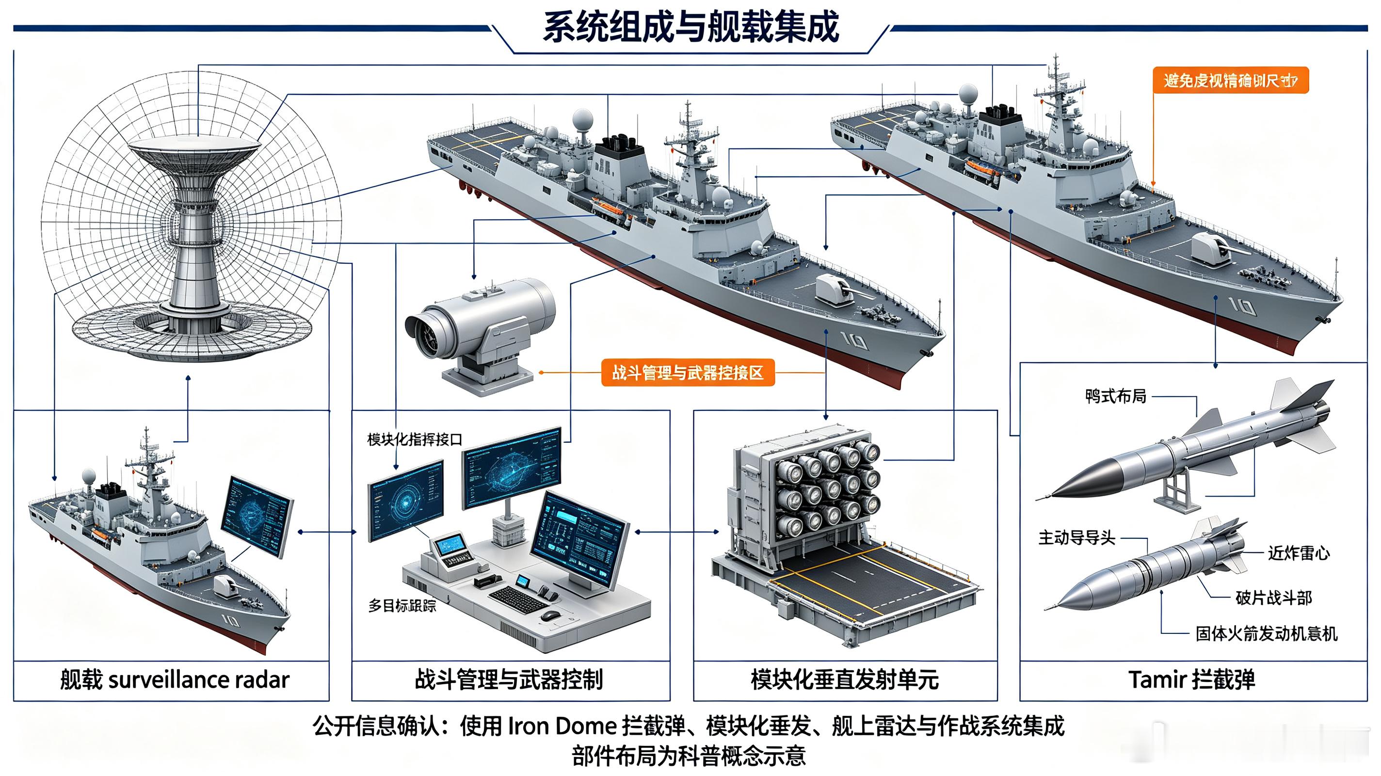 C‑穹顶（C‑Dome）是以色列拉斐尔公司在陆基铁穹基础上研发的舰载近程防御系统，是以海军海上点防御的核心装备，适配地中海复杂海上作战环境，主打360°全方位接战、模块化快速集成，是舰艇与近海海上设施抵御饱和空中袭击的主力装备。

整套系统由塔米尔舰载拦截弹、模块化垂发单元、舰载火控指挥单元 ​