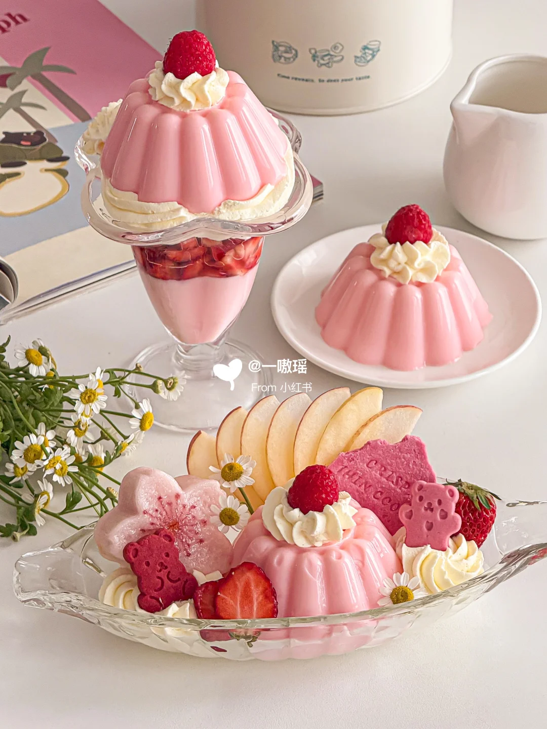 免烤箱🍧草莓奶冻布丁船🎀入口即化超嫩滑✨