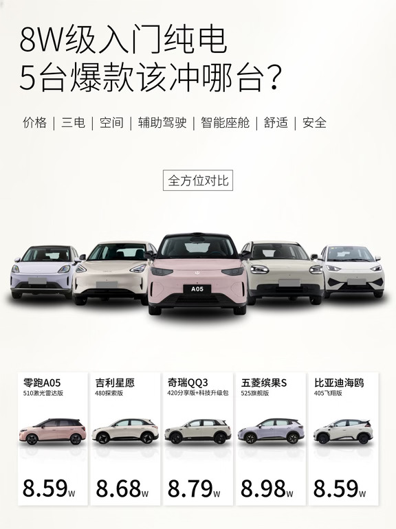 新手选购8w级纯电小车，看这一篇就够