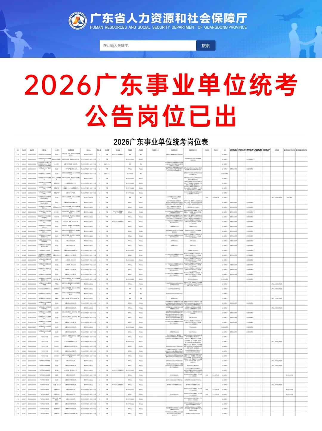 2026广东事业单位统考11066人岗位已出！