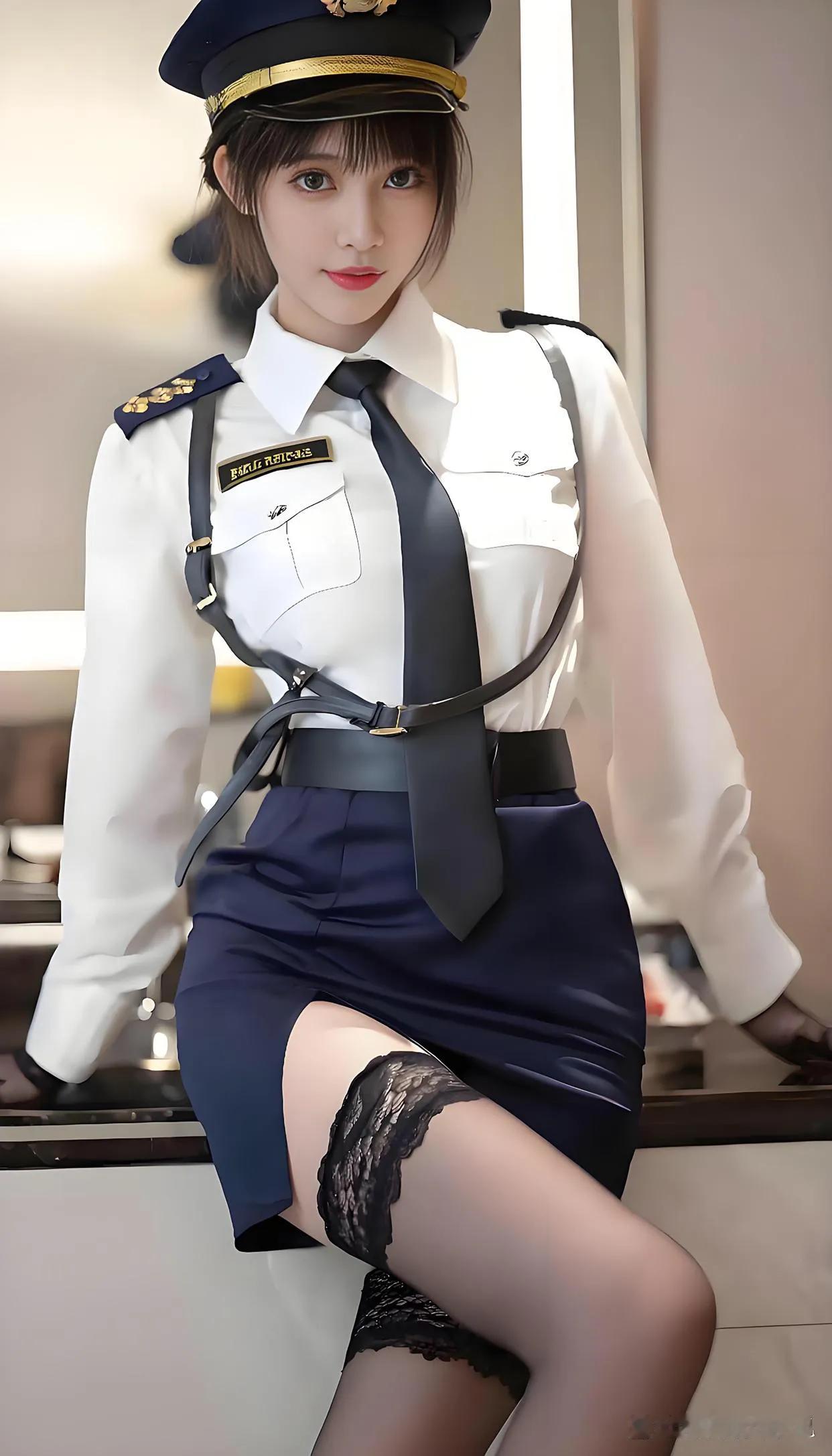 小姐姐这身制服搭配丝袜，真是又飒又美