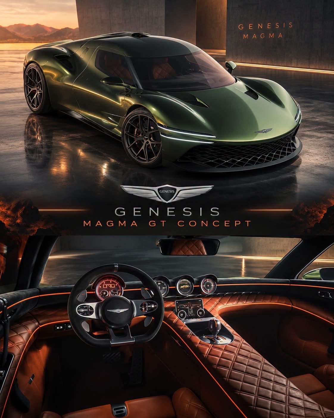 GENESIS MAGMA GT CONCEPT — 中置后驱布局、源自赛车运动的空气动力学设计，再加上颇具雄心的GT3赛事规划，无不彰显捷尼赛思向老牌性能品牌发起挑战的坚定决心。这款Magma GT概念车于2025年11月首次公开亮相，承载着这家韩国豪华车企对新一代高性能豪华旅行跑车的构想。
这款
