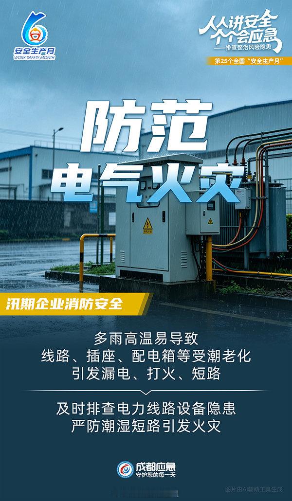 【工厂企业防汛，这些方面要做好】当前雷电大风和强降雨天气频繁。做好排水、转移物资……工厂企业如何做好防汛？这份安全手册请收好！ ​#瑞安暴雨致鞋厂被冲当地居民发声# （图/成都应急） ​