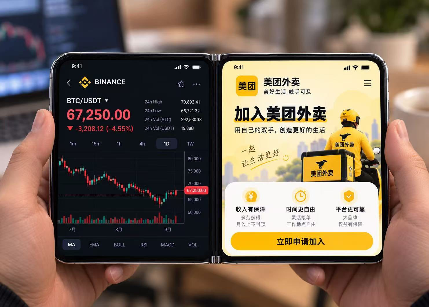 币圈穿了好消息：
#iPhone Duo#还是太适合我们币圈用户了！
这下炒币送外卖两不误了！！！ ​