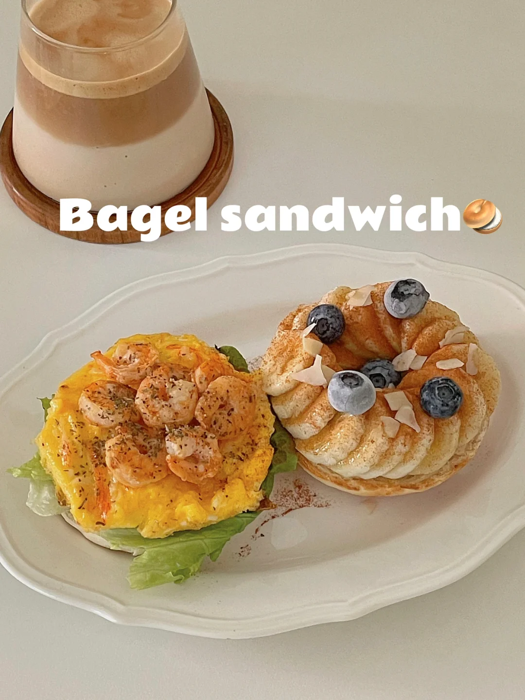 开放式贝果三明治🥯双拼口味｜低卡早餐🥣