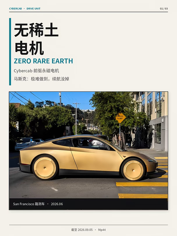 首个无稀土材料乘用车电机By Tesla