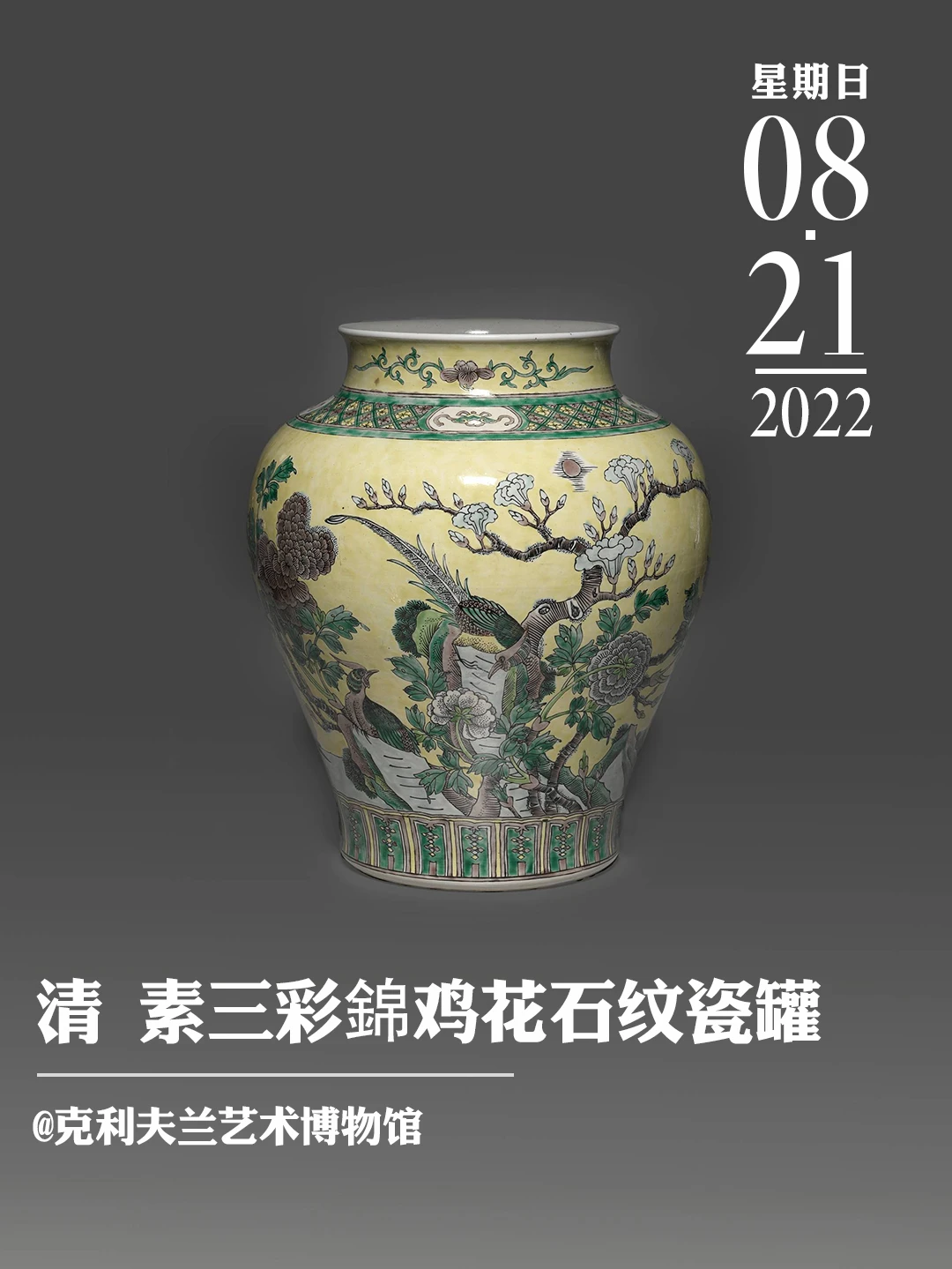 文物会说话 | 清 素三彩錦鸡花石纹瓷罐