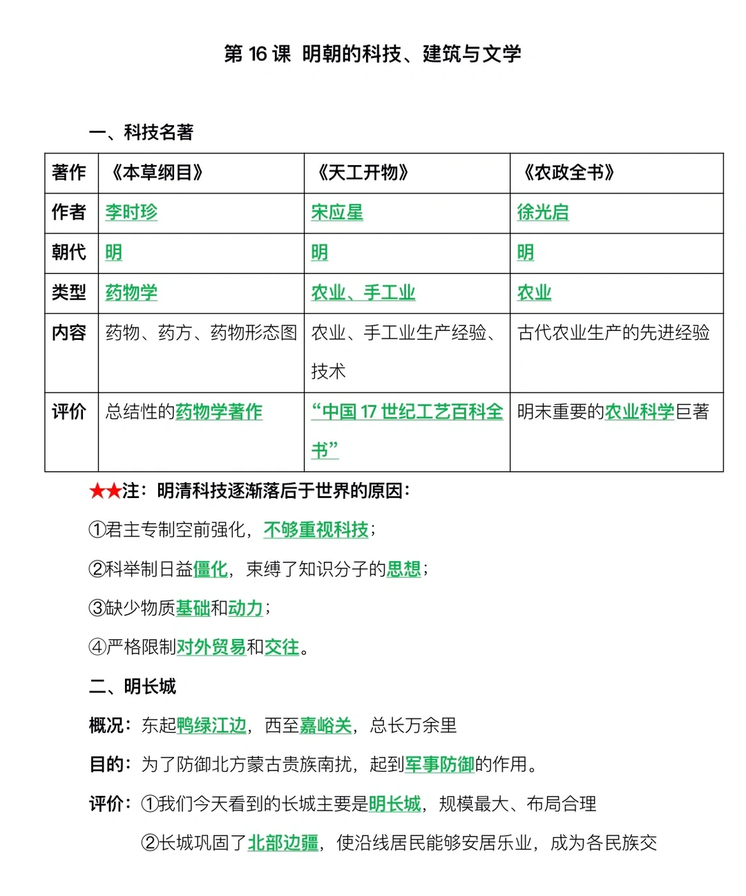 七年级下册历史第16、17课知识点整理‼️
