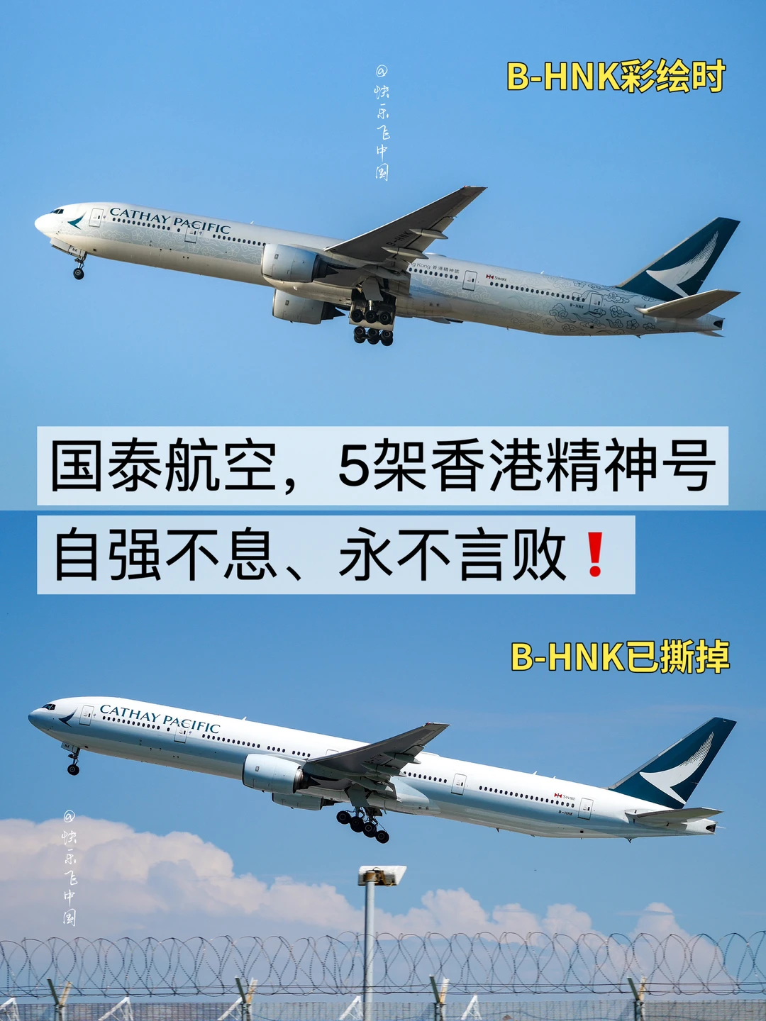 国泰航空，5架【香港精神号】彩绘飞机。