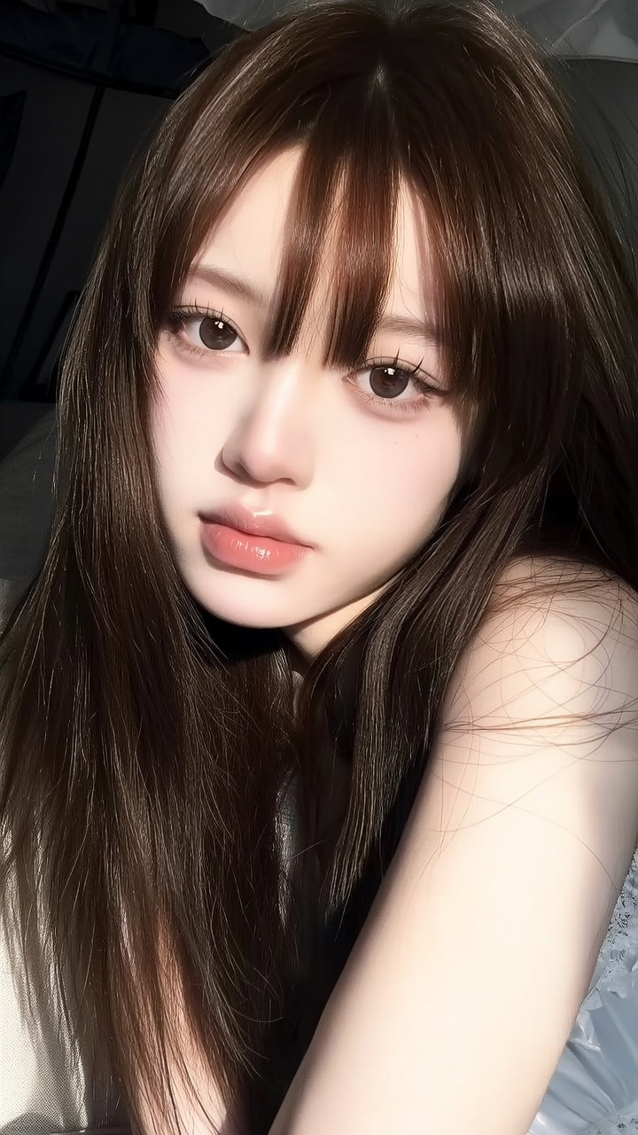 甜美少女，温柔眼眸，自然妆容，清新动人