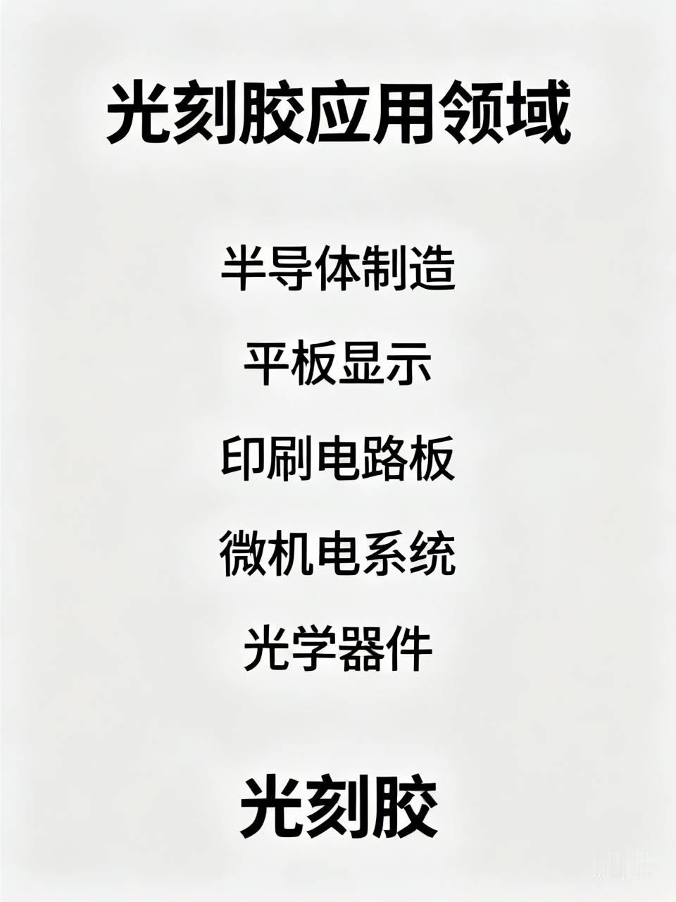 之前刷到光刻胶技术新突破的新闻，才发现这东西早就不是只在芯片工厂里待着的冷门材料了。
最核心的应用肯定是半导体领域，要把几纳米级的电路图案精准印在硅晶圆上，全靠它扛住后续的蚀刻、离子注入工序，现在最先进的EUV光刻胶更是卡脖子的核心环节。
面板产业里也离不开它，不管是手机的OLED屏还是电视的大尺寸