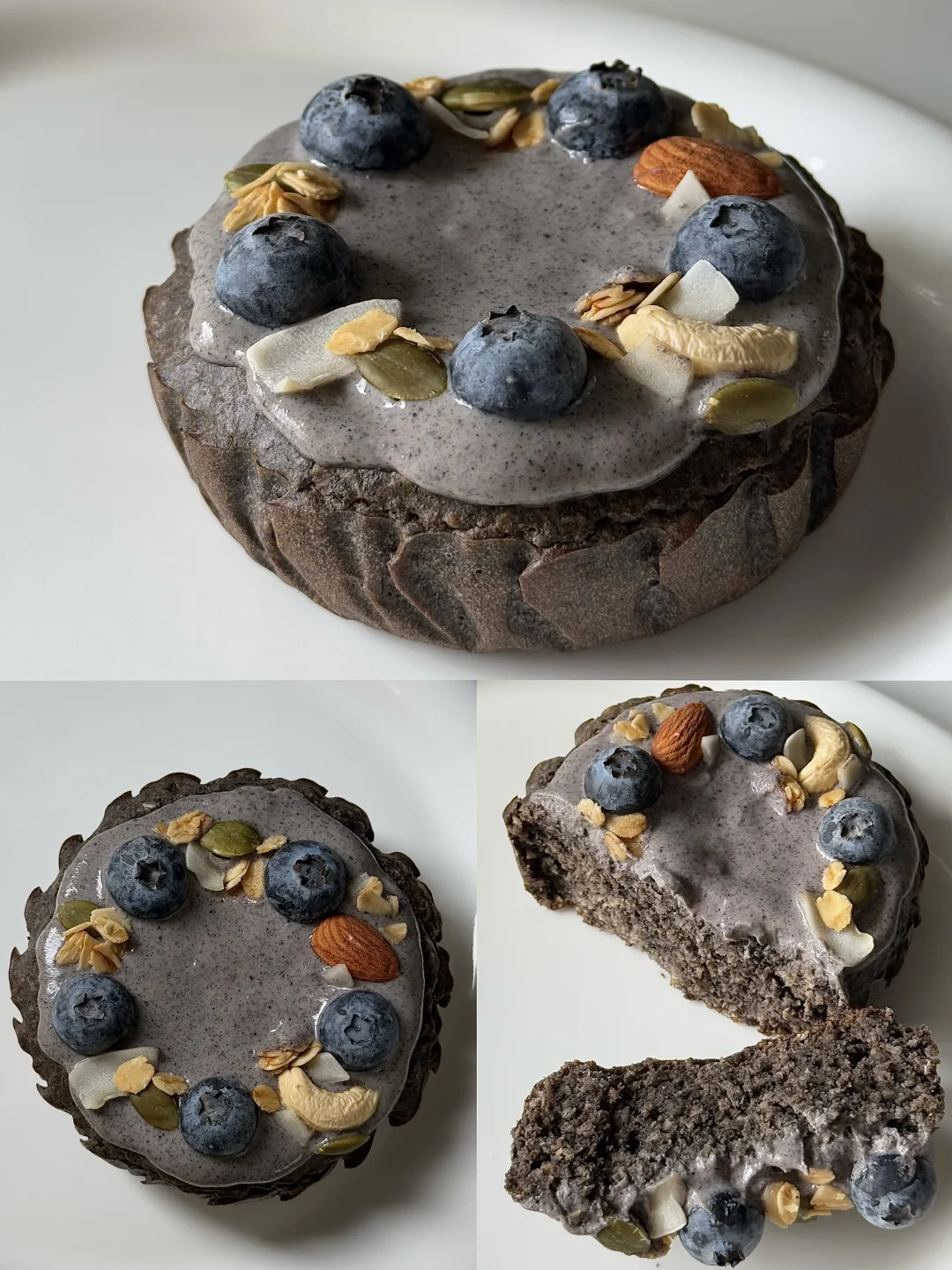 一口封神的养生甜品！！黑芝麻燕麦蛋糕🍰