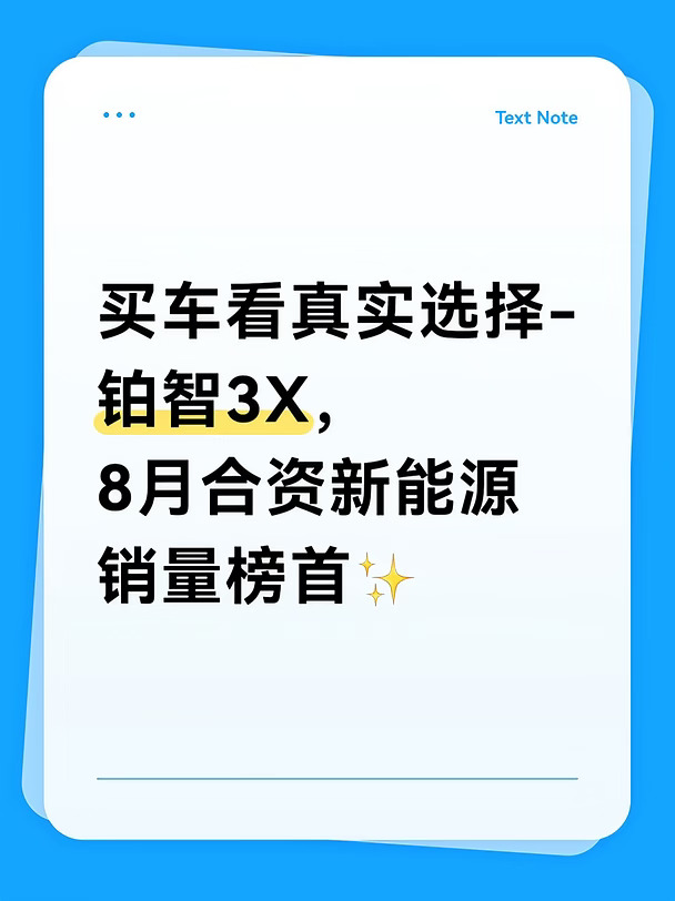 铂智3X，  8月合资新能源销量榜首✨