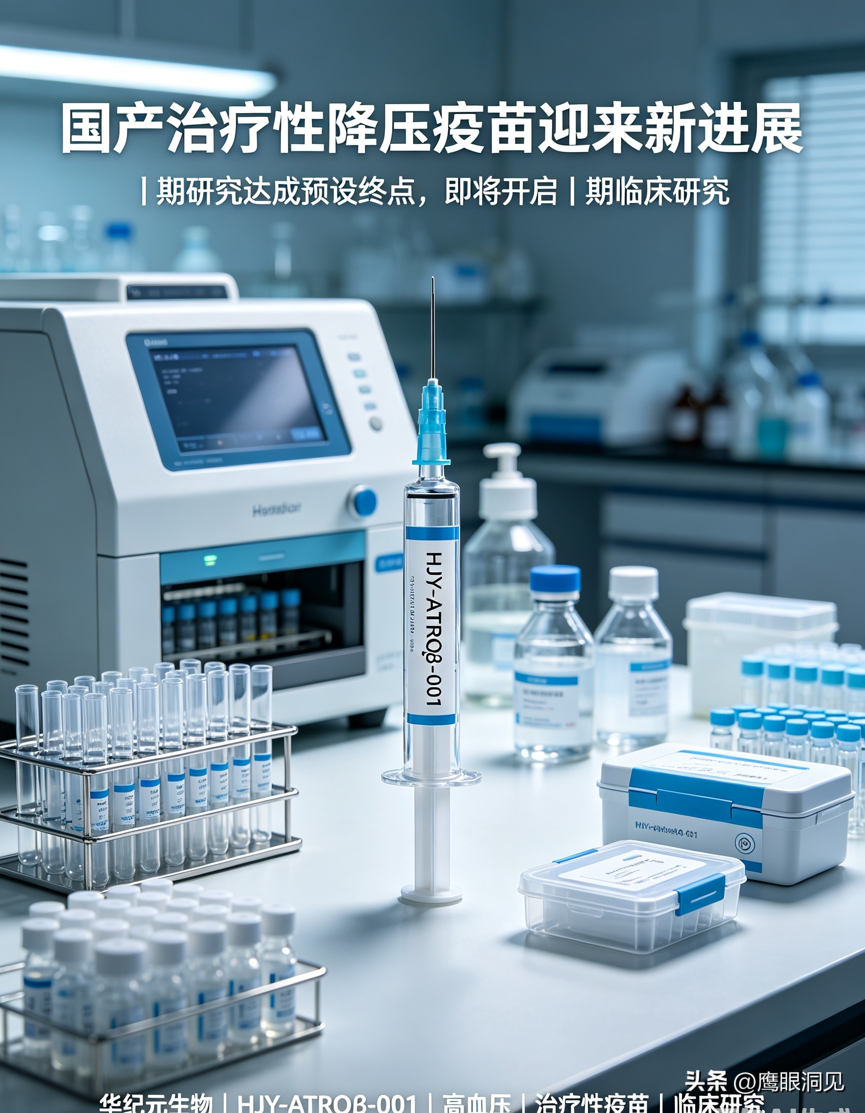 国产降压疫苗迎来突破！打一针，降压维持数月。
 
2026年9月9日，武汉华纪元生物官宣重磅消息：自研降压疫苗HJY-ATRQβ-001注射液，Ⅰ期临床达成预设终点，即将启动II期临床，也是全球在研进展较快的降压疫苗之一。
 
很多人第一时间会误解，这不是用来预防高血压的疫苗，而是治疗性疫苗。
传统