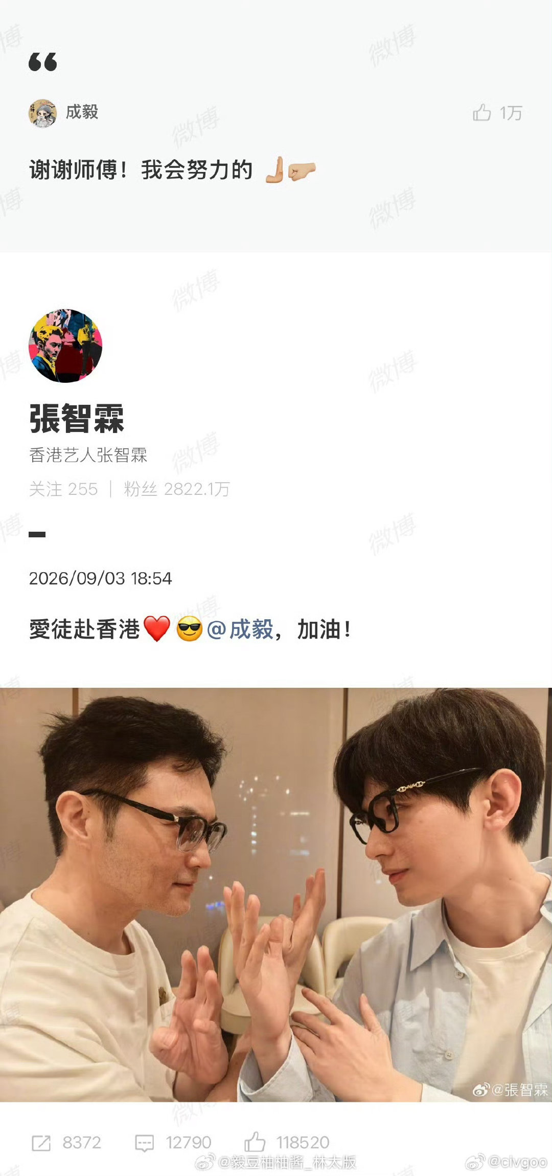 #成毅回复张智霖#哈哈哈🫸🤛 ​