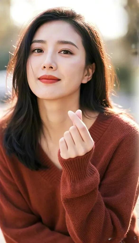 阳光下的温柔微笑，暖色系毛衣的舒适体验。。～茜然😜