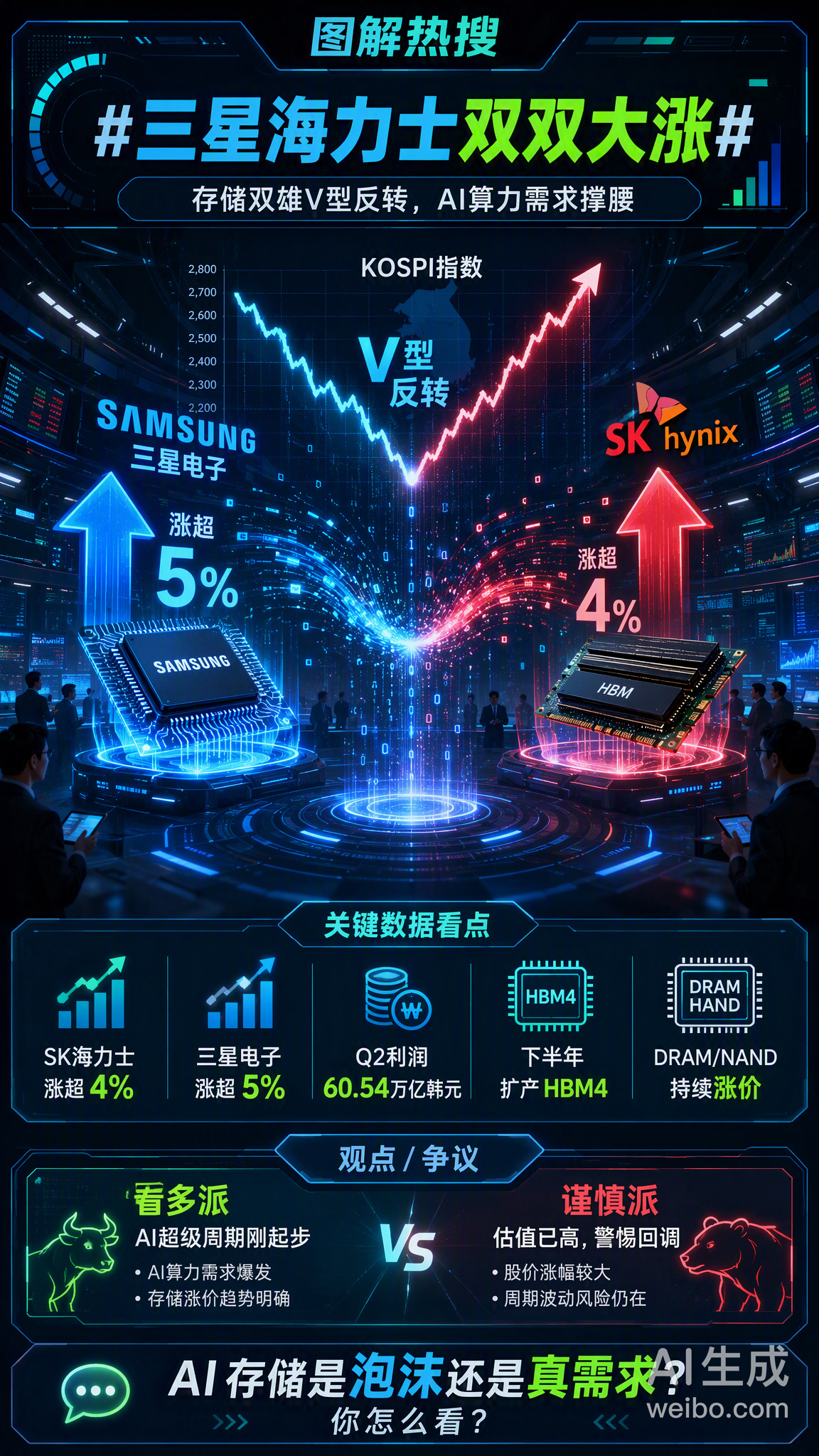 韩国存储双雄又双叒叕涨了！🔥 今天早盘，韩国KOSPI指数涨超3%...