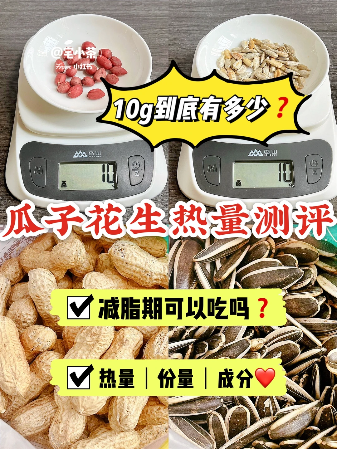 瓜子花生🥜热量测评✅10g到底有多少❓