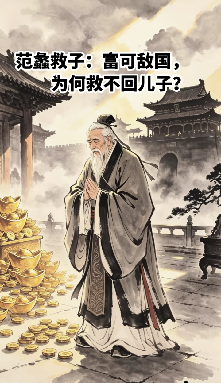 范蠡救子：首富的致命误判，看懂的人都沉默了范蠡这辈子算无遗策，帮越王勾践灭了吴国，又急流勇退成了巨富，人称陶朱公。可就是这么个神人，却在救儿子这件事上，栽了个大跟头。

事情是这样的。范蠡的二儿子在楚国杀了人，被关进大牢，等着秋后问斩。范蠡不慌不忙，装了一车黄金，让小儿子去楚国找人捞人。

大儿子不