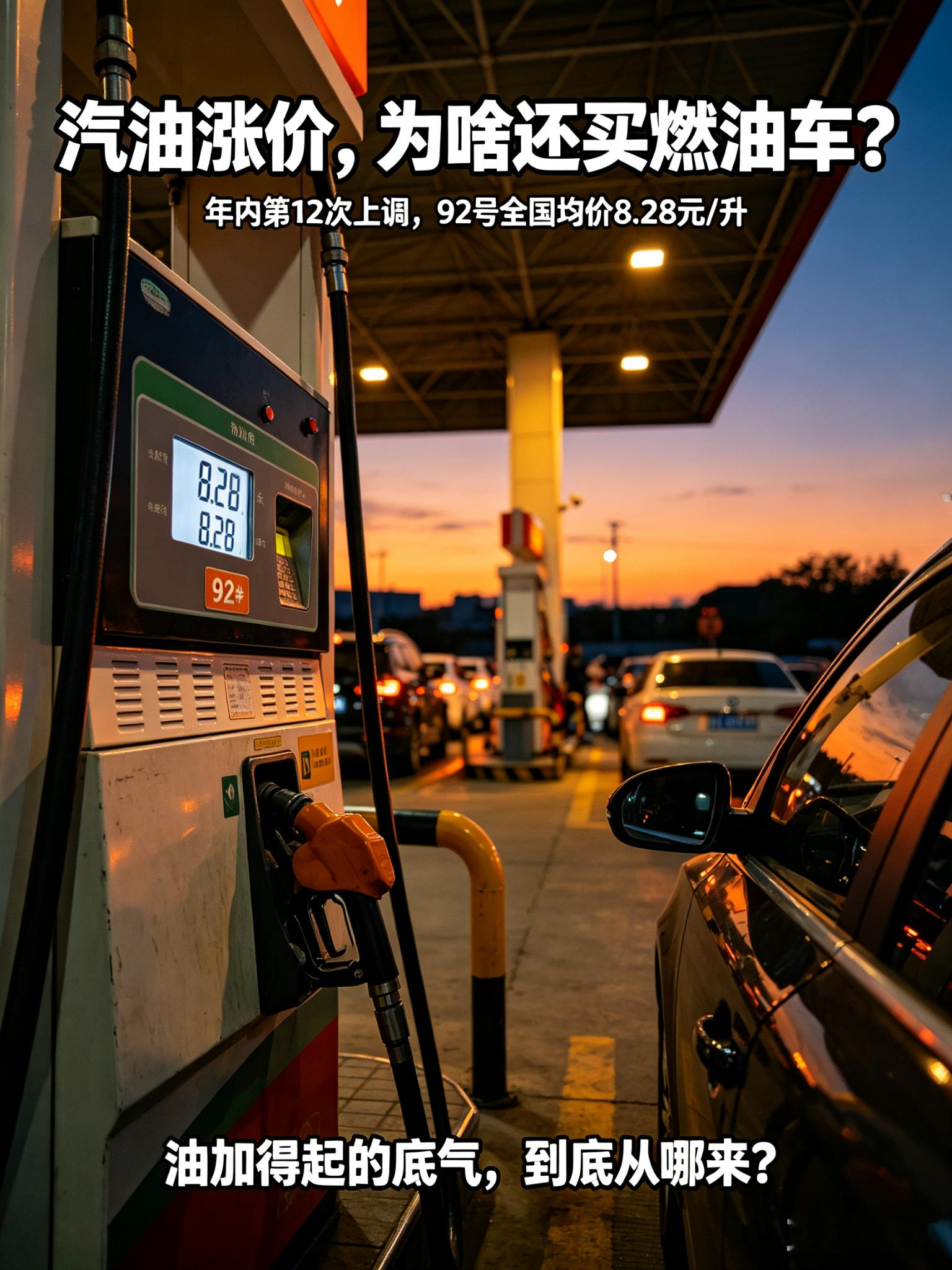 汽油涨破8元/升，为啥还有人买燃油车？油电数据对比，看完就懂