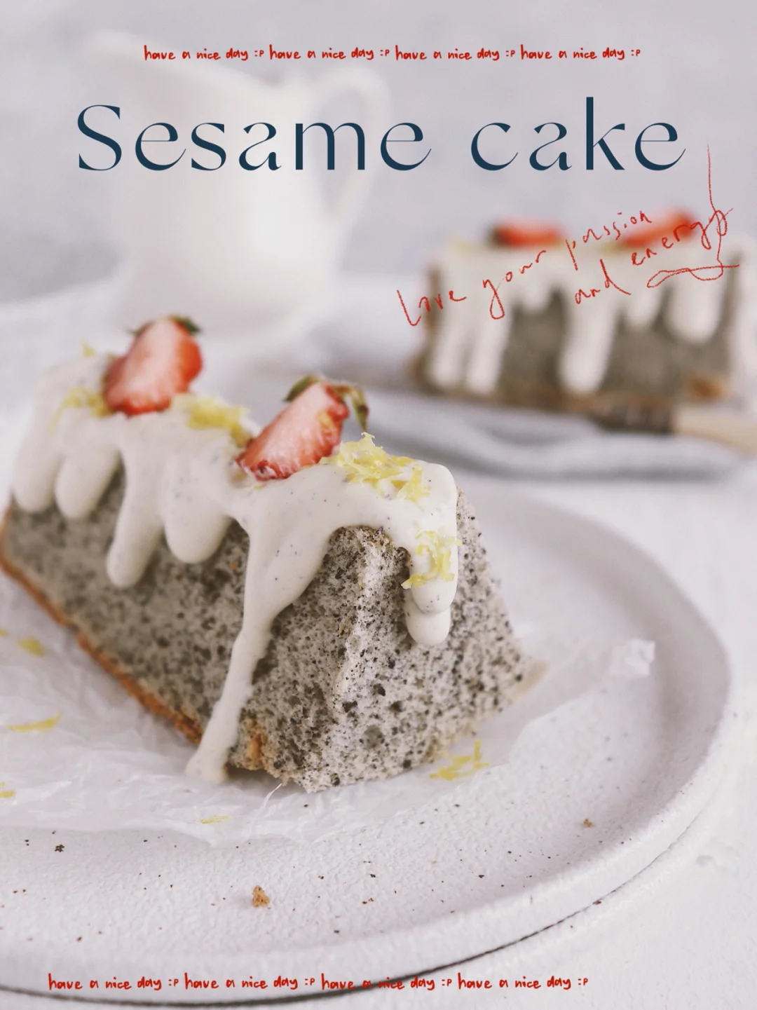 🉑️6寸中空香浓黑芝麻戚风|养生甜品🍰