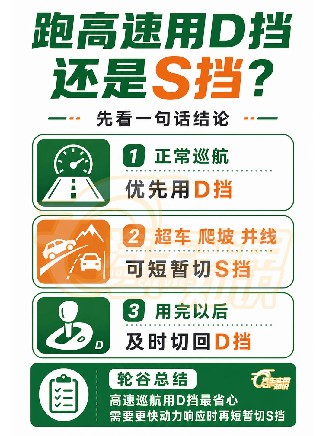 跑高速用d挡还是s挡好？