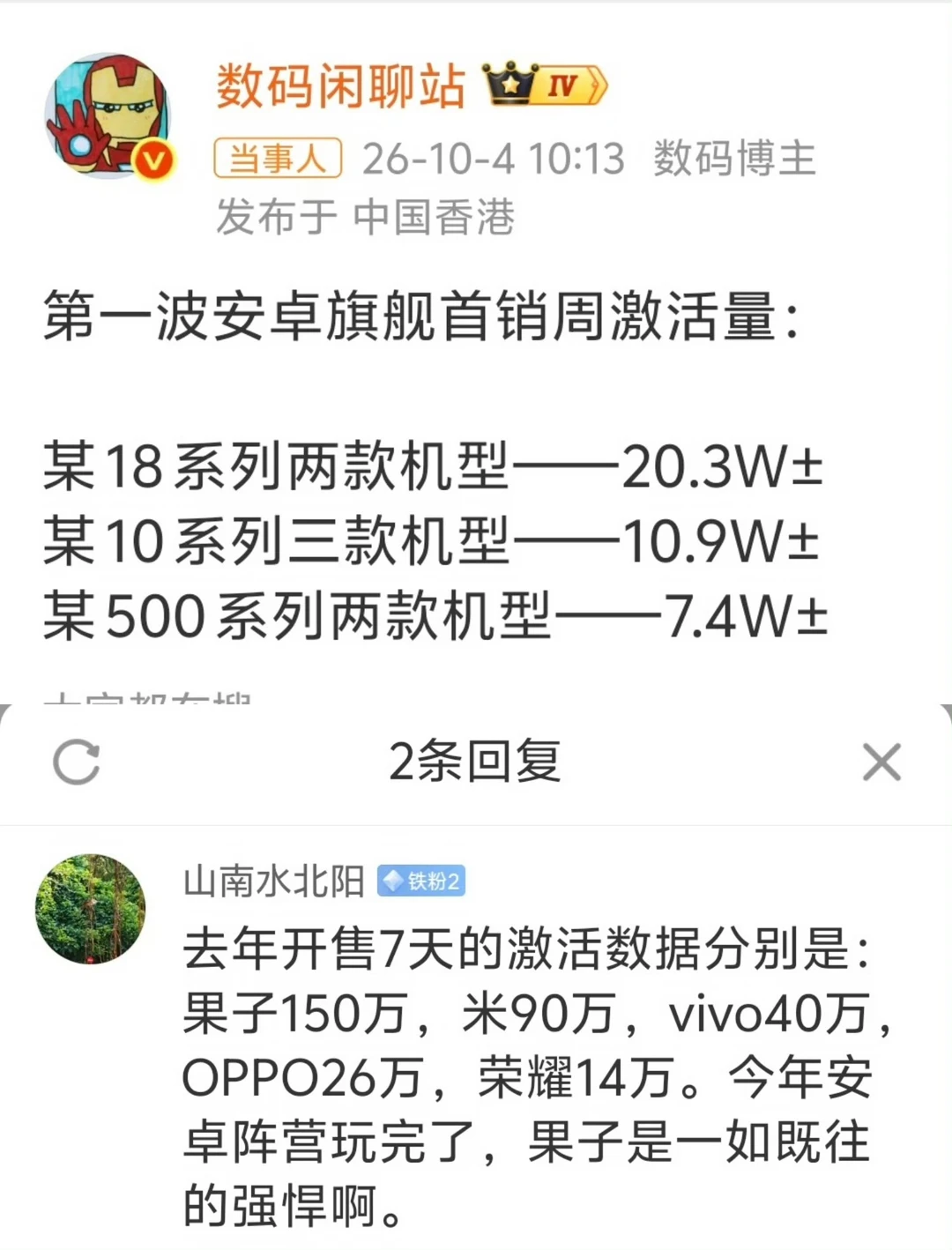 今年安卓机首销周脚踝斩，不知道苹果怎么样