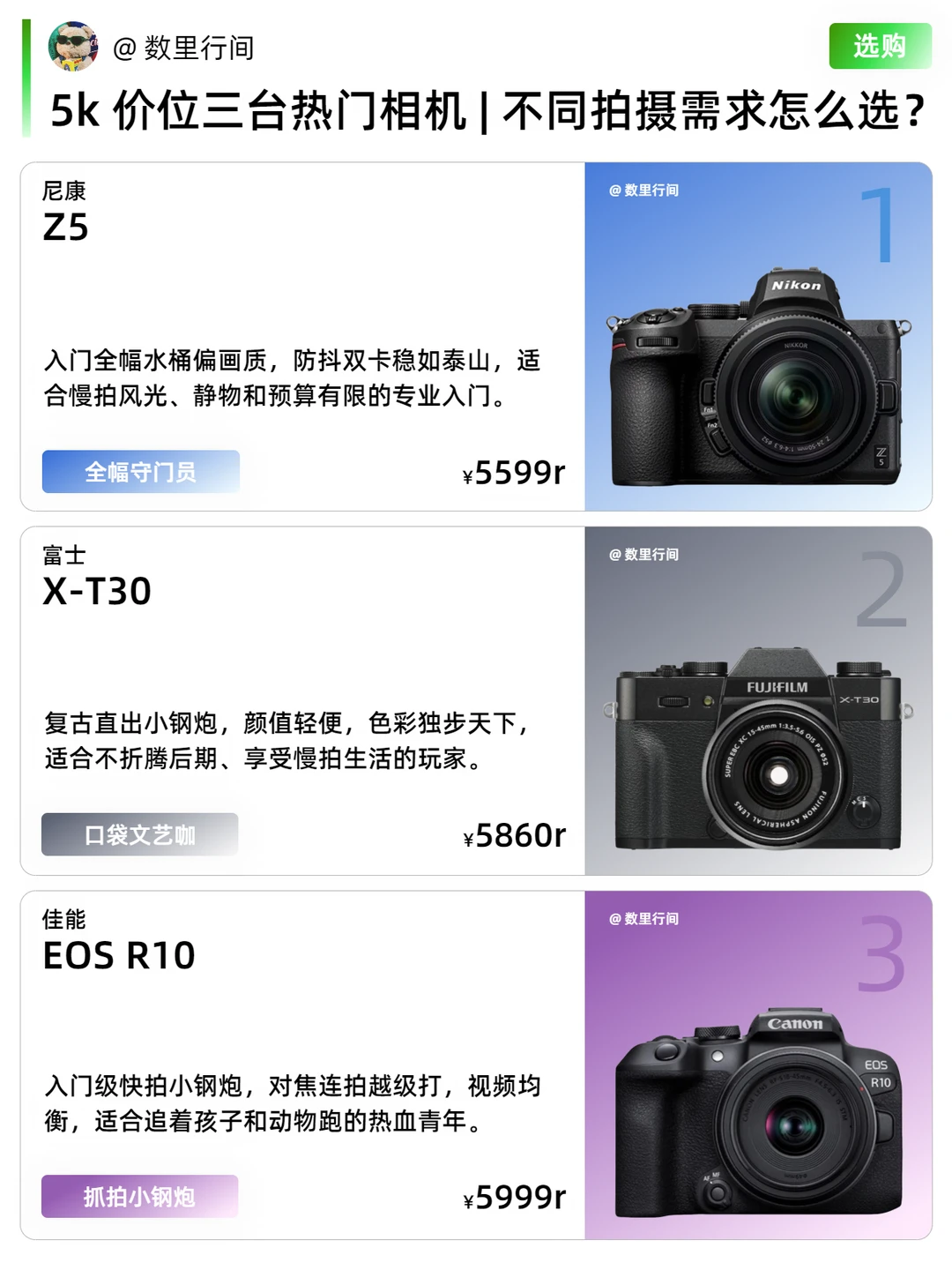 5k价位三台热门相机 | 不同拍摄需求怎么选？