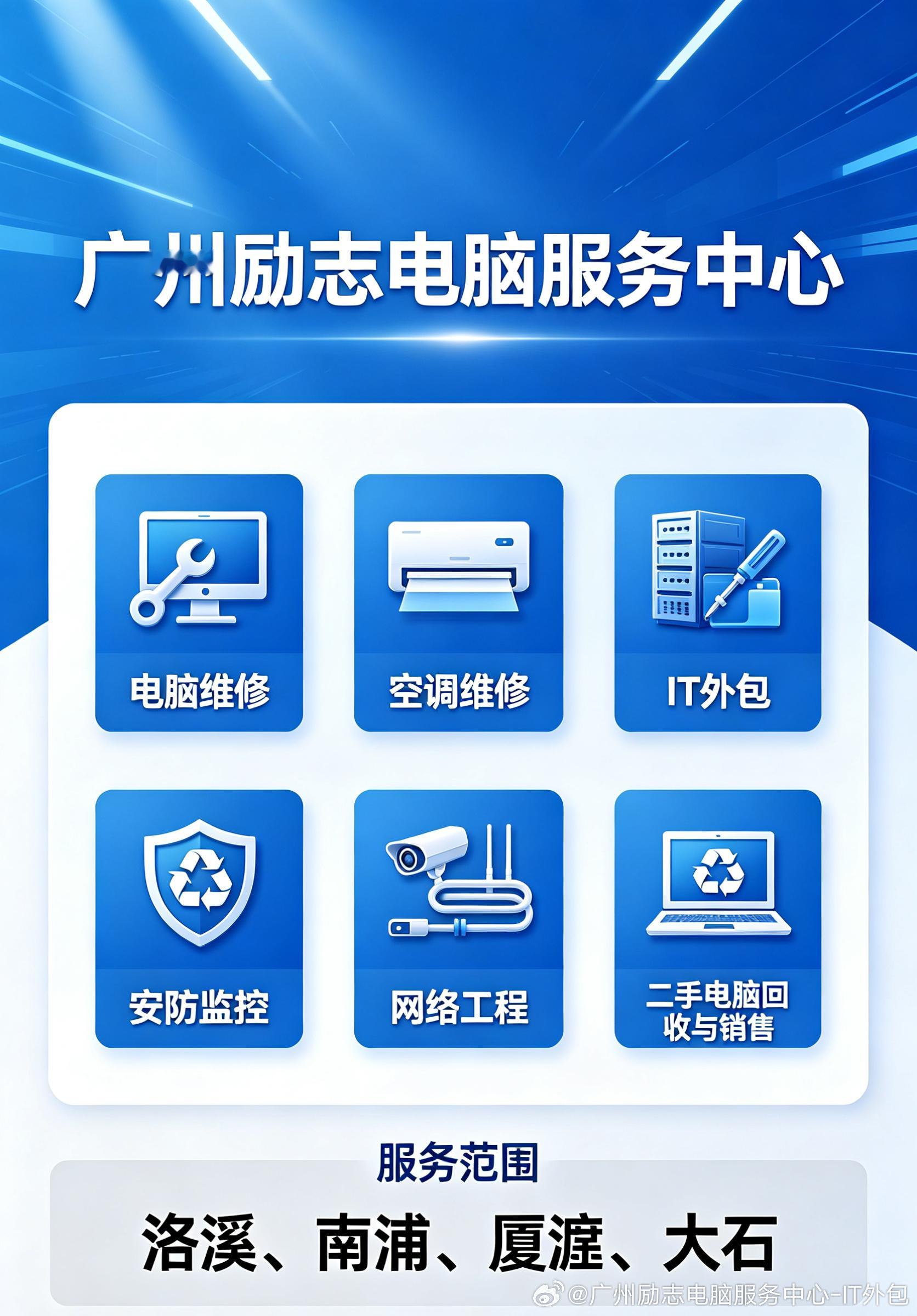 广州励志电脑服务中心，洛溪、南浦、厦滘、大石等区域本地IT服务  【服...